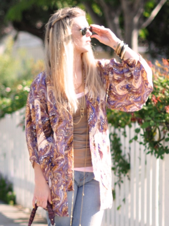 Winter Kate Jackets & Blazers - Winter Kate by Nicole Richie Silk Kimono Boho Paisley Jacket Cardigan Robe M